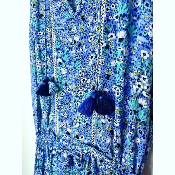 Poupette St Barth Clara Tiered Mini Dress in Blue Floral Malva Print, Size XS - Picture 6 of 13